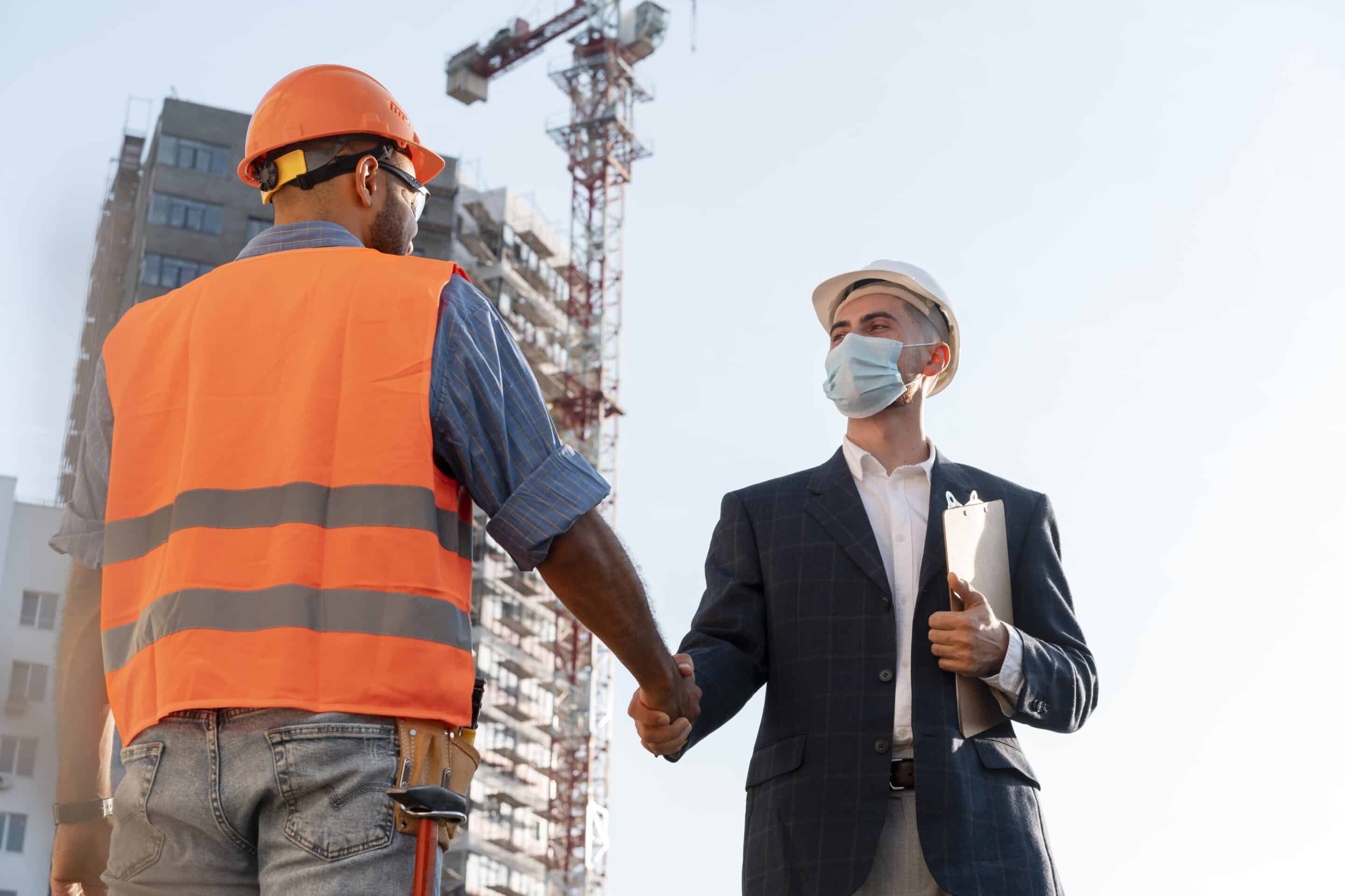 Building Construction Worker Site With Architect
